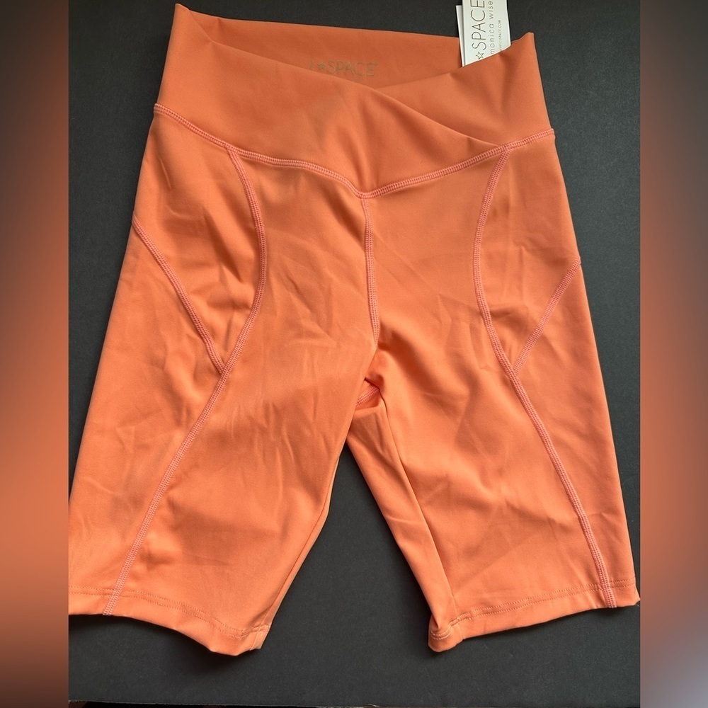 L Space Orange Biker Shorts NWT